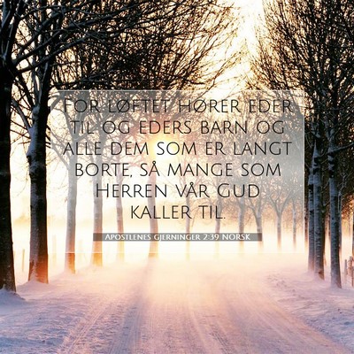 Picture 07 - Apostlenes gjerninger 2:39 NORSK - For løftet hører eder til og eders barn og alle - Bible Verse Picture