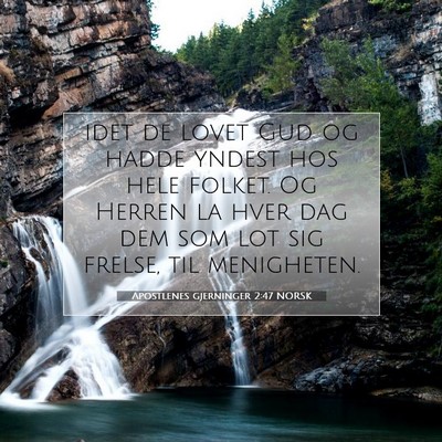 Picture 07 - Apostlenes gjerninger 2:47 NORSK - idet de lovet Gud og hadde yndest hos hele - Bible Verse Picture