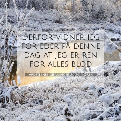 Picture 07 - Apostlenes gjerninger 20:26 NORSK - Derfor vidner jeg for eder på denne dag at jeg - Bible Verse Picture
