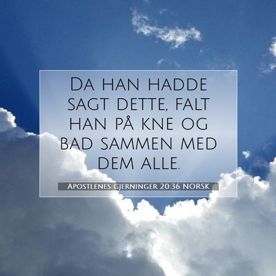 Picture 07 - Apostlenes gjerninger 20:36 NORSK - Da han hadde sagt dette, falt han på kne og bad - Bible Verse Picture