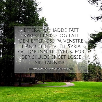 Picture 07 - Apostlenes gjerninger 21:3 NORSK - Efterat vi hadde fått Kypern i sikte og latt den - Bible Verse Picture