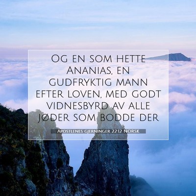 Picture 07 - Apostlenes gjerninger 22:12 NORSK - Og en som hette Ananias, en gudfryktig mann efter - Bible Verse Picture