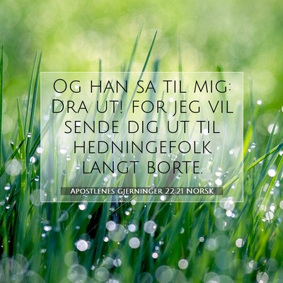 Picture 07 - Apostlenes gjerninger 22:21 NORSK - Og han sa til mig: Dra ut! for jeg vil sende dig - Bible Verse Picture