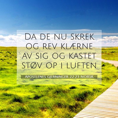 Picture 07 - Apostlenes gjerninger 22:23 NORSK - Da de nu skrek og rev klærne av sig og kastet - Bible Verse Picture