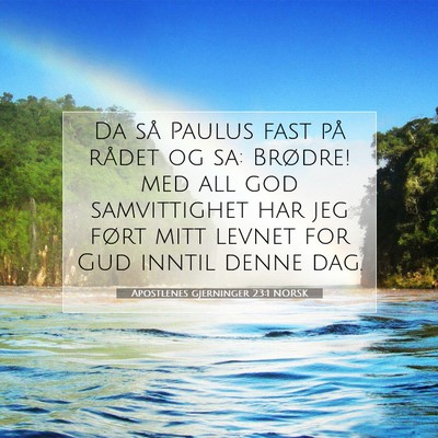 Picture 07 - Apostlenes gjerninger 23:1 NORSK - Da så Paulus fast på rådet og sa: Brødre! med - Bible Verse Picture