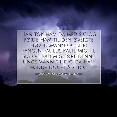 Picture 07 - Apostlenes gjerninger 23:18 NORSK - Han tok ham da med sig og førte ham til den - Bible Verse Picture