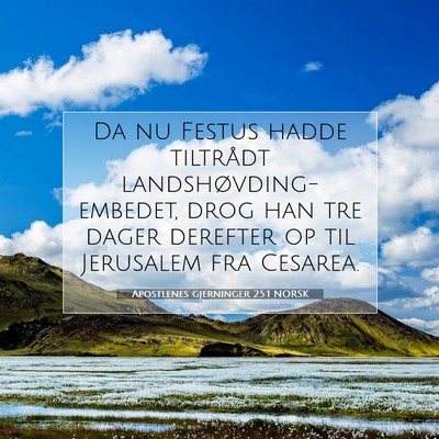 Picture 07 - Apostlenes gjerninger 25:1 NORSK - Da nu Festus hadde tiltrådt - Bible Verse Picture