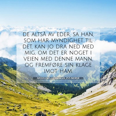 Picture 07 - Apostlenes gjerninger 25:5 NORSK - de altså av eder, sa han, som har myndighet til - Bible Verse Picture