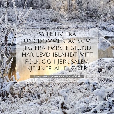 Picture 07 - Apostlenes gjerninger 26:4 NORSK - Mitt liv fra ungdommen av, som jeg fra første - Bible Verse Picture