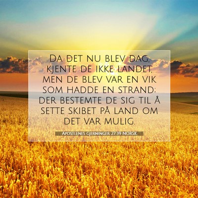 Picture 07 - Apostlenes gjerninger 27:39 NORSK - Da det nu blev dag, kjente de ikke landet, men de - Bible Verse Picture