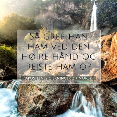 Picture 07 - Apostlenes gjerninger 3:7 NORSK - Så grep han ham ved den høire hånd og reiste - Bible Verse Picture