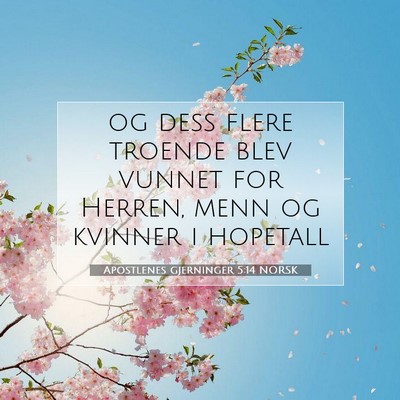 Picture 07 - Apostlenes gjerninger 5:14 NORSK - og dess flere troende blev vunnet for Herren, - Bible Verse Picture