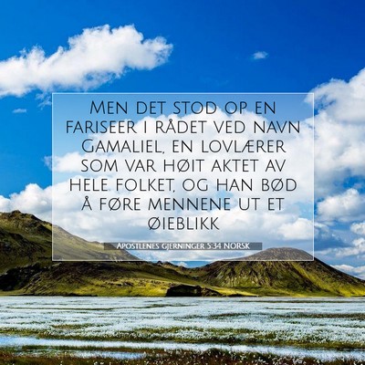 Picture 07 - Apostlenes gjerninger 5:34 NORSK - Men det stod op en fariseer i rådet ved navn - Bible Verse Picture
