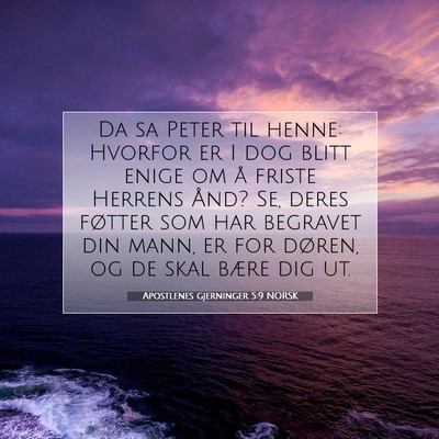 Picture 07 - Apostlenes gjerninger 5:9 NORSK - Da sa Peter til henne: Hvorfor er I dog blitt - Bible Verse Picture