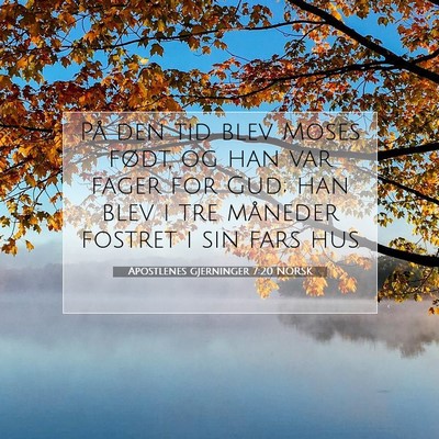Picture 07 - Apostlenes gjerninger 7:20 NORSK - På den tid blev Moses født, og han var fager - Bible Verse Picture