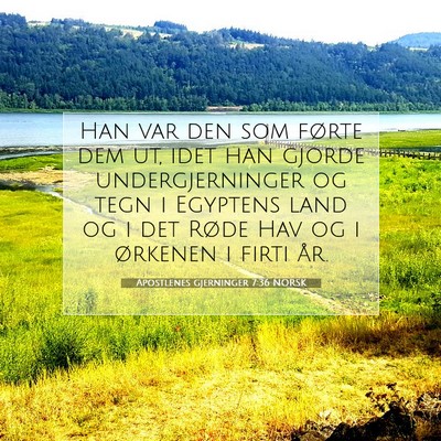 Picture 07 - Apostlenes gjerninger 7:36 NORSK - Han var den som førte dem ut, idet han gjorde - Bible Verse Picture