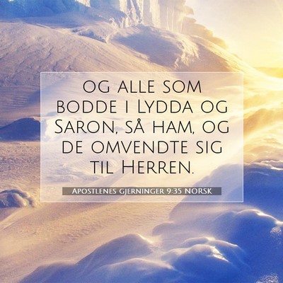 Picture 07 - Apostlenes gjerninger 9:35 NORSK - og alle som bodde i Lydda og Saron, så ham, og - Bible Verse Picture