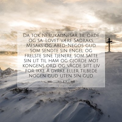 Picture 07 - Daniel 3:28 NORSK - Da tok Nebukadnesar til orde og sa: Lovet være - Bible Verse Picture