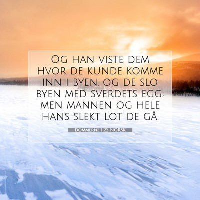 Picture 07 - Dommerne 1:25 NORSK - Og han viste dem hvor de kunde komme inn i byen, - Bible Verse Picture