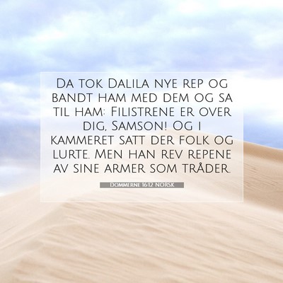 Picture 07 - Dommerne 16:12 NORSK - Da tok Dalila nye rep og bandt ham med dem og sa - Bible Verse Picture