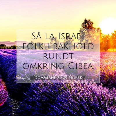 Picture 07 - Dommerne 20:29 NORSK - Så la Israel folk i bakhold rundt omkring - Bible Verse Picture