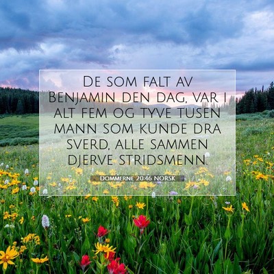 Picture 07 - Dommerne 20:46 NORSK - De som falt av Benjamin den dag, var i alt fem og - Bible Verse Picture