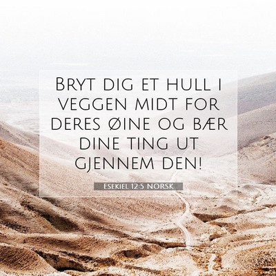 Picture 07 - Esekiel 12:5 NORSK - Bryt dig et hull i veggen midt for deres øine og - Bible Verse Picture