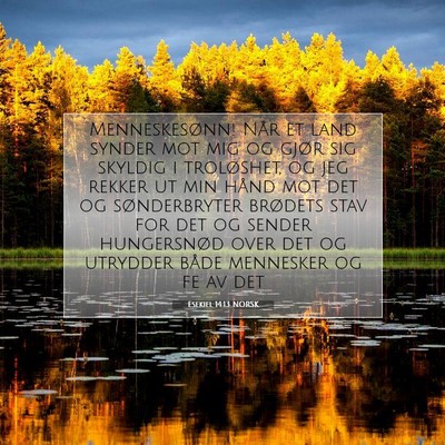 Picture 07 - Esekiel 14:13 NORSK - Menneskesønn! Når et land synder mot mig og - Bible Verse Picture