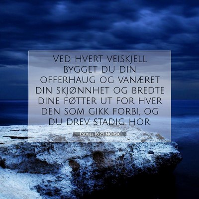 Picture 07 - Esekiel 16:25 NORSK - Ved hvert veiskjell bygget du din offerhaug og - Bible Verse Picture