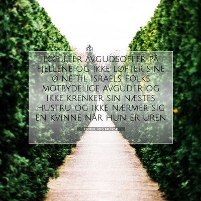 Picture 07 - Esekiel 18:6 NORSK - ikke eter avgudsoffer på fjellene og ikke - Bible Verse Picture