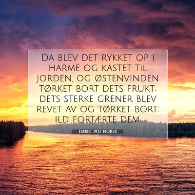 Picture 07 - Esekiel 19:12 NORSK - Da blev det rykket op i harme og kastet til - Bible Verse Picture
