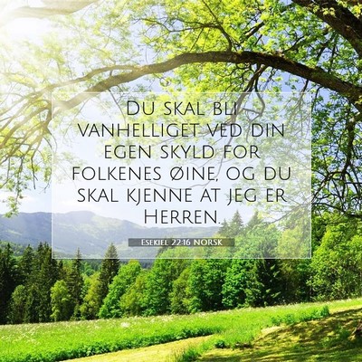 Picture 07 - Esekiel 22:16 NORSK - Du skal bli vanhelliget ved din egen skyld for - Bible Verse Picture