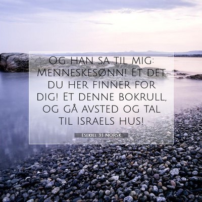 Picture 07 - Esekiel 3:1 NORSK - Og han sa til mig: Menneskesønn! Et det du her - Bible Verse Picture