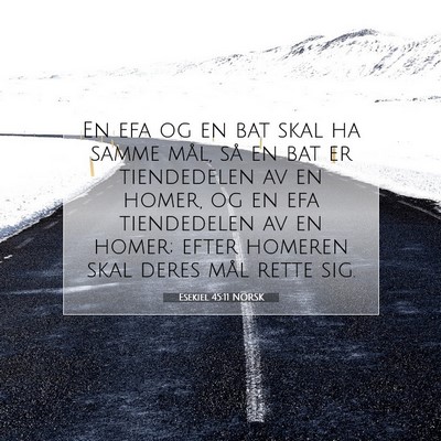Picture 07 - Esekiel 45:11 NORSK - En efa og en bat skal ha samme mål, så en bat - Bible Verse Picture