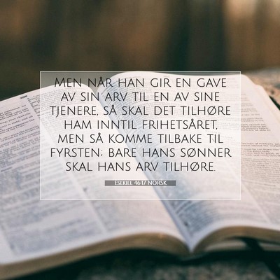 Picture 07 - Esekiel 46:17 NORSK - Men når han gir en gave av sin arv til en av - Bible Verse Picture