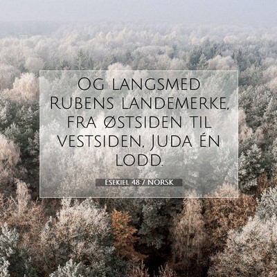 Picture 07 - Esekiel 48:7 NORSK - Og langsmed Rubens landemerke, fra østsiden til - Bible Verse Picture
