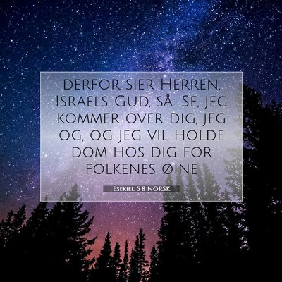 Picture 07 - Esekiel 5:8 NORSK - derfor sier Herren, Israels Gud, så: Se, jeg - Bible Verse Picture