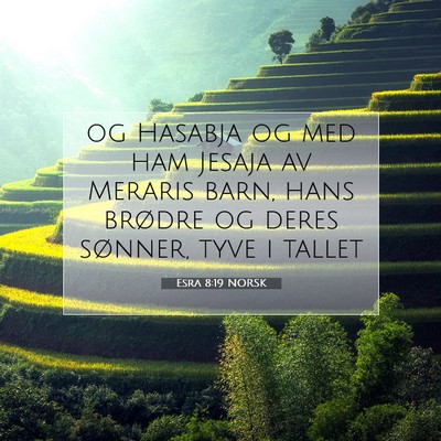 Picture 07 - Esra 8:19 NORSK - og Hasabja og med ham Jesaja av Meraris barn, - Bible Verse Picture
