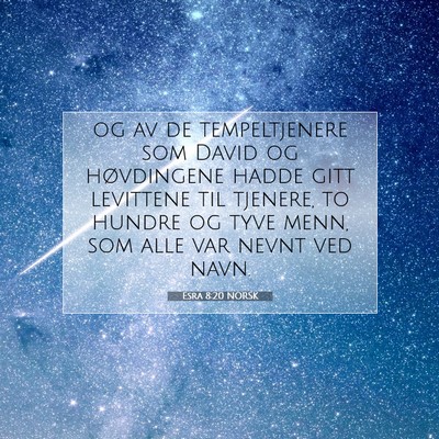 Picture 07 - Esra 8:20 NORSK - og av de tempeltjenere som David og høvdingene - Bible Verse Picture