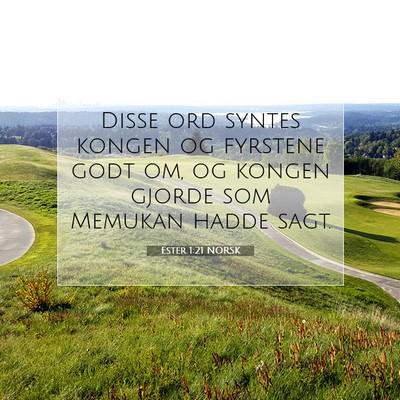Picture 07 - Ester 1:21 NORSK - Disse ord syntes kongen og fyrstene godt om, og - Bible Verse Picture
