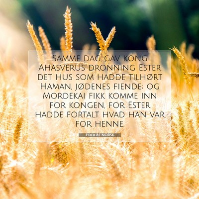 Picture 07 - Ester 8:1 NORSK - Samme dag gav kong Ahasverus dronning Ester det - Bible Verse Picture