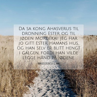 Picture 07 - Ester 8:7 NORSK - Da sa kong Ahasverus til dronning Ester og til - Bible Verse Picture