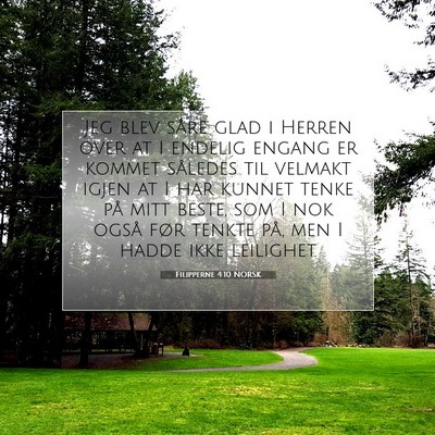 Picture 07 - Filipperne 4:10 NORSK - Jeg blev såre glad i Herren over at I endelig - Bible Verse Picture
