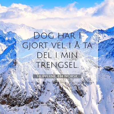 Picture 07 - Filipperne 4:14 NORSK - Dog har I gjort vel i å ta del i min - Bible Verse Picture