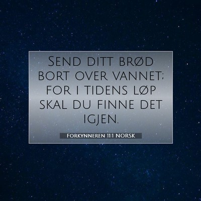 Picture 07 - Forkynneren 11:1 NORSK - Send ditt brød bort over vannet; for i tidens - Bible Verse Picture