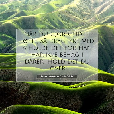 Picture 07 - Forkynneren 5:4 NORSK - Når du gjør Gud et løfte, så dryg ikke med å - Bible Verse Picture