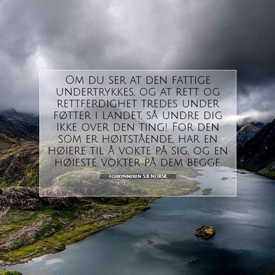 Picture 07 - Forkynneren 5:8 NORSK - Om du ser at den fattige undertrykkes, og at rett - Bible Verse Picture