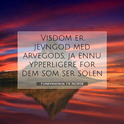 Picture 07 - Forkynneren 7:11 NORSK - Visdom er jevngod med arvegods, ja ennu - Bible Verse Picture