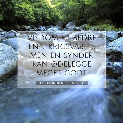 Picture 07 - Forkynneren 9:18 NORSK - Visdom er bedre enn krigsvåben, men en synder - Bible Verse Picture