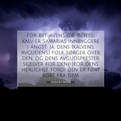 Picture 07 - Hosea 10:5 NORSK - For Bet-Avens {de. Betels} kalv er Samarias - Bible Verse Picture